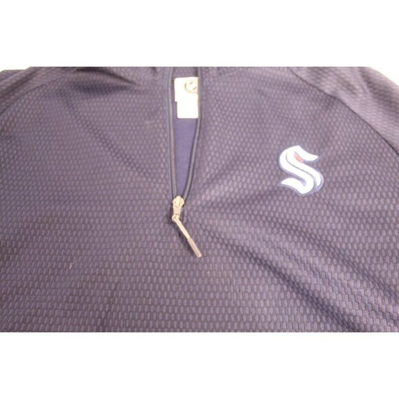 SEATTLE KRAKEN NHL 1/4 ZIP BLUE LONG SLEEVE Pullover STITCHED LOGO MEN'S M NWOT - Picture 8 of 13